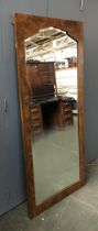 An art deco walnut veneer long mirror. 175x76cm