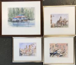 John Mole, four watercolours, 'The Old Pier Sosnovy Bor', 'The Grand Canal' etc, the largest 16.