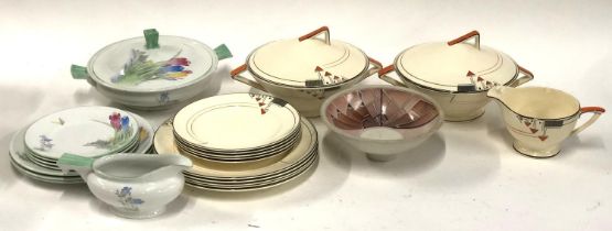 A Burslem Crownford part dinner service; together with Shelley tureen and plates