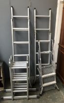 Two stepladders, together with a further folding step ladder and one other