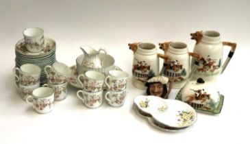 A mixed box of ceramics to include Royal Doulton toby jug 'Porthos', a set of three graduating fox