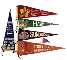 Six vintage Canadian souvenir pennant flags