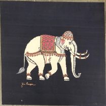 Jim Thompson (1906-1967), silk print of an elephant, 81x81cm