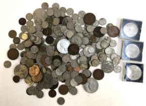 A quantity of mainly British coins to include one penny 1860, commemorative coins, a large