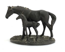 A Heredities bronze resin figure of a mare and foal, 13cmH