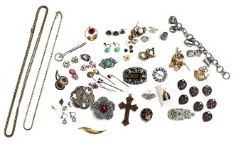 A mixed lot of costume jewellery to include Jewelcraft clip on paste earrings; pewter charm