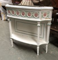 A painted Italian jardiniere table, with galvanised liner, 100x28x92cmH