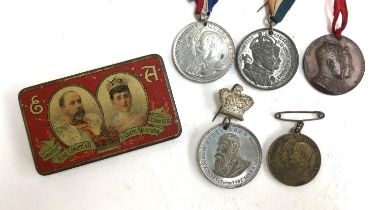 Five commemorative medallions to include Borough of Portsmouth coronation day 1902, Newcastle-upon-