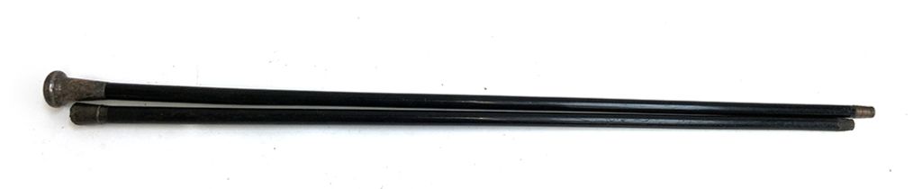 A Victorian silver topped ebonised walking cane, hallmarked for London 1873, 91cmL; together with