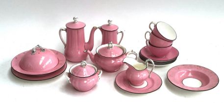 A Mintons pink porcelain tea service (AF with staple repairs), comprising 16 pieces
