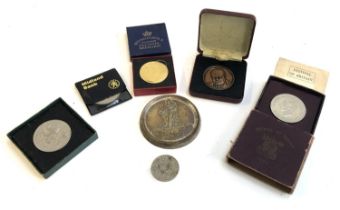 A small lot to include Winston Churchill 80th birthday medallion, Queen Elizabeth II coronation