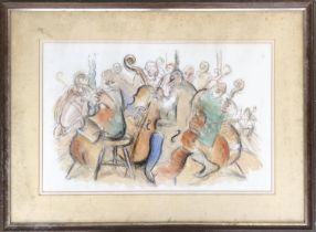 Phyllis Mackenzie (1911-1998), string ensemble, pastel on paper, 33x50cm
