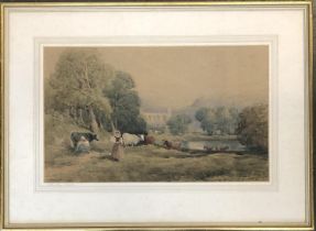 Manner of David Cox, Bolton Abbey, watercolour, signed 'David Cox', 30x50cm