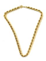 A 9ct gold ropetwist chain, 39cm unclasped length, 12.1g
