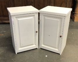 A pair of white painted bedside cabinets, 41x34x67cmH