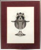 Charley Harper (American, 1922-2007), 'Raccrobat Card', serigraph, signed in pencil, 38x28cm