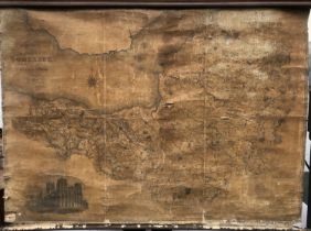 A large linen backed map of Somerset by G & J Greenwood, 181x141cm