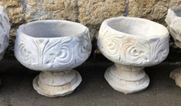 A pair of composite stone two piece planters, 39cmH