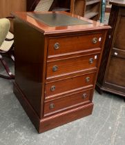 A mahogany two drawer filing cabinet, green leather skiver, 53cmW