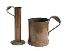 Local brewery interest: two copper measures from the Devonish brewery, the taller bearing plaque '