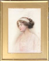 An early 20th century portrait of a lady, watercolour and pastel, signed L. B Horowitz lower