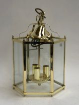 A hexagonal gilt metal lantern