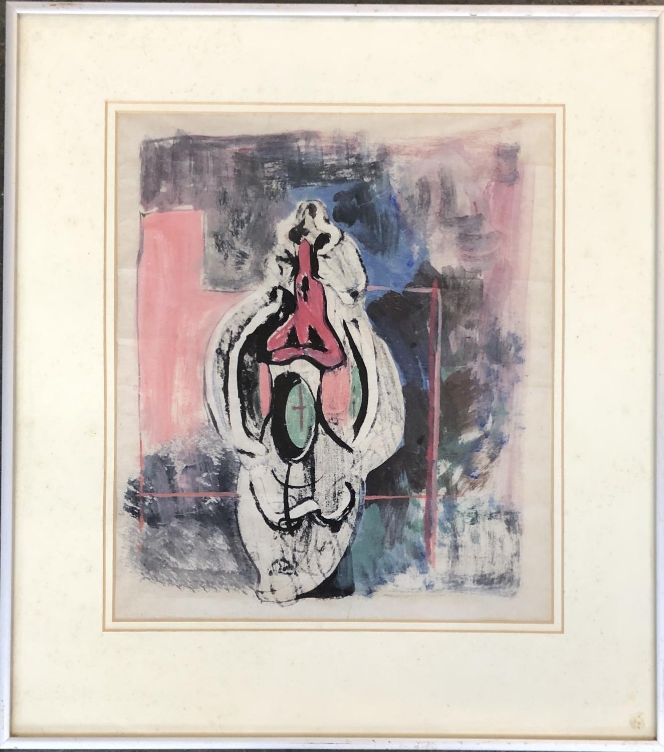 Julius B. Stafford-Baker (1904-1988), abstract form in pink, mixed media, 36x31cm
