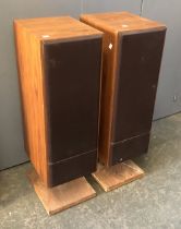 A pair of Bowers & Wilkins teak cased DM2 series II speakers, numbered 07215 and 07216, 91cmH