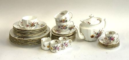 A Royal Crown Derby 'Derby Posies' part dinner service (33 pieces), to include teapot, teacups and