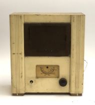 A WWII radio receiver, bears instructions on back for A.C Model Wartime Civilian Receiver