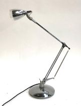 A chrome anglepoise lamp