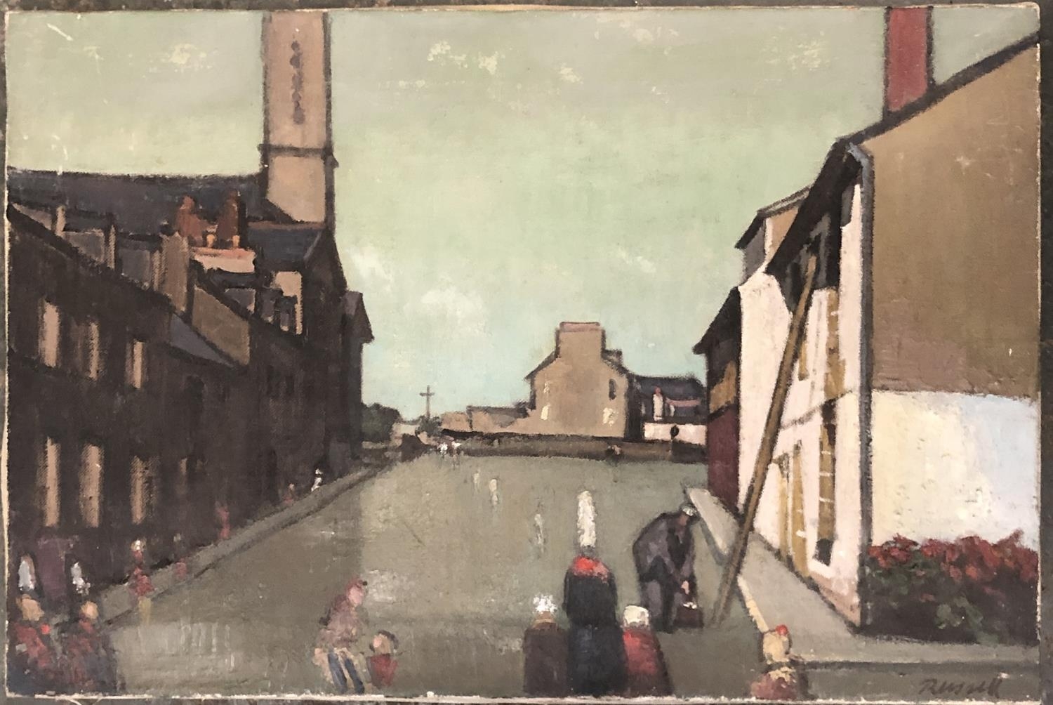 Rodney Fryer Russell (1918-1996), two street scenes, oils on canvas, 42x70cm and 41x61cm (2) - Image 2 of 2