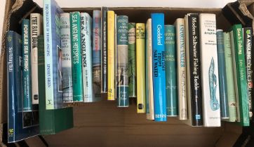 A large mixed box of books on the subject of sea angling