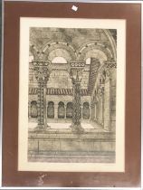 Valerie Thornton (1931-1991), 'Cloister, Elne', etching and aquatint, signed titled and dated '80,