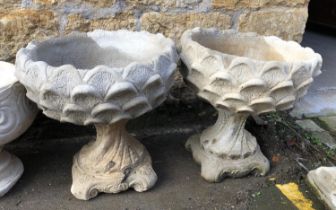 A pair of composite stone two piece planters, 48cmH