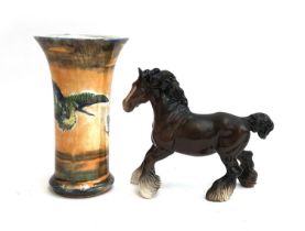 A Beswick figurine of a shire horse, 20cmH and an Art Deco lustre vase by BP Co. Ltd Scotland, '