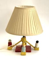 A children's wooden nursery 'roundabout' lamp, 35cmH to top of shade