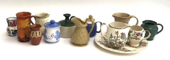 A mixed lot of ceramics to include Victorian jug with foliate design in relief and figural handle;