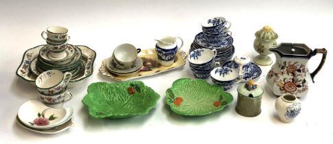 A Carlton ware and Beswick salad ware dish; together with blue and white teacups and saucers;