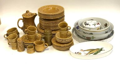 A quantity of Royal Worcester Crown ware yellow glazed dinner ware; together with a small quantity