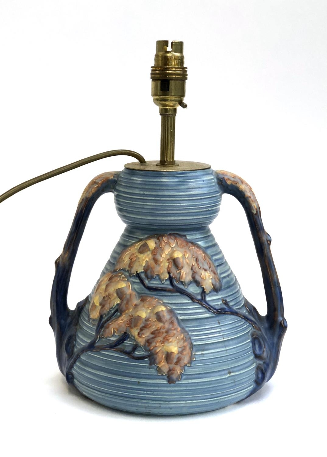A Carlton Ware twin handled vase, later converted as a lamp, 20cmH, 30cmH to top of fitting