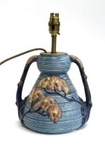 A Carlton Ware twin handled vase, later converted as a lamp, 20cmH, 30cmH to top of fitting