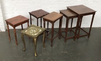 Six various small occasional tables