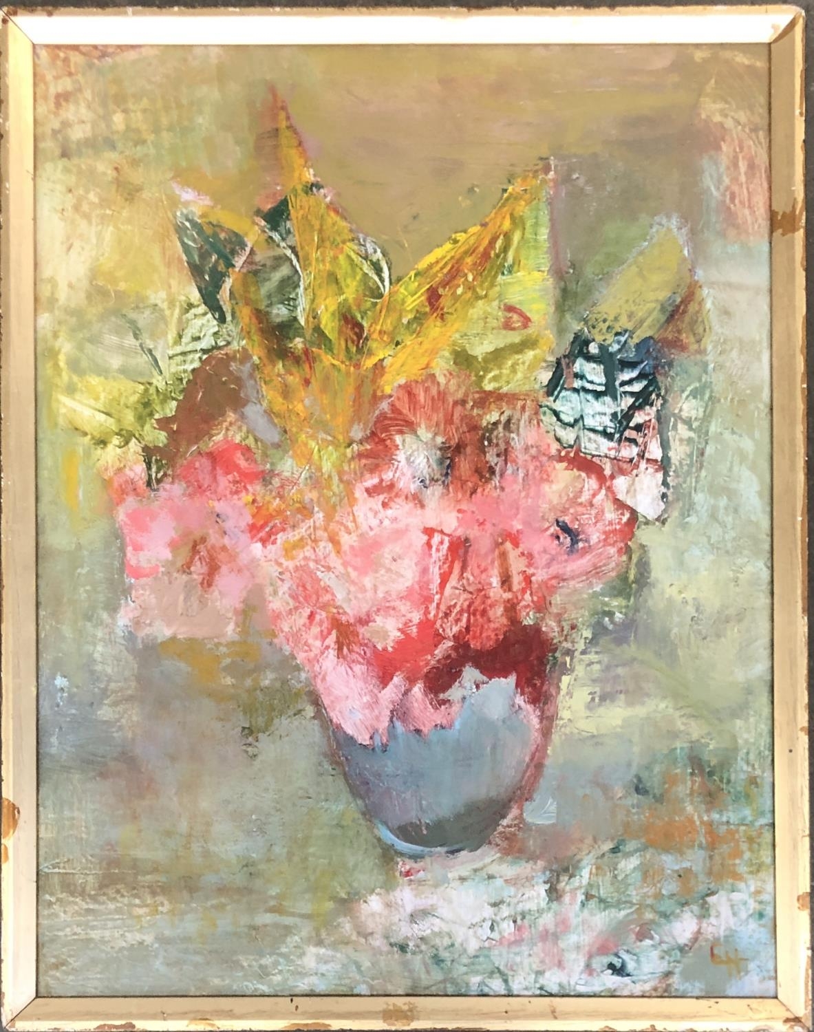 Elaine Halliwell, 'Poppies and Golden Leaves', still life of a vase of flowers, oil on board,