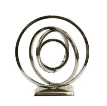 A chrome sculpture of concentric circles, 33cmH