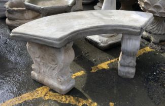 A composite stone curved bench, 42cmH