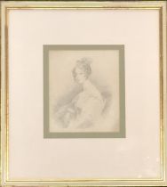 Pencil study of a lady, signed J Lawrence, 17x14cm