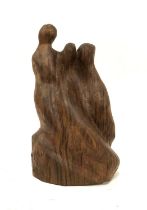 Abstract carved wood figure group, 33cmH