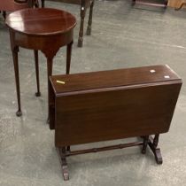 A miniature demilune foldover table, in George II style, 45x22x71cmH; together with a mahogany