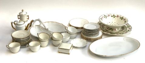 A mixed lot of mostly white and gilt porcelain, to include a set of six Rosenthal teacups; Thomas